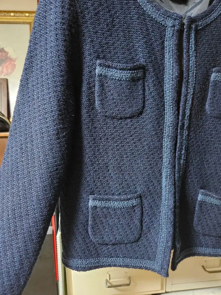 SYSTEM システム ネイビー ツイード ジャケット