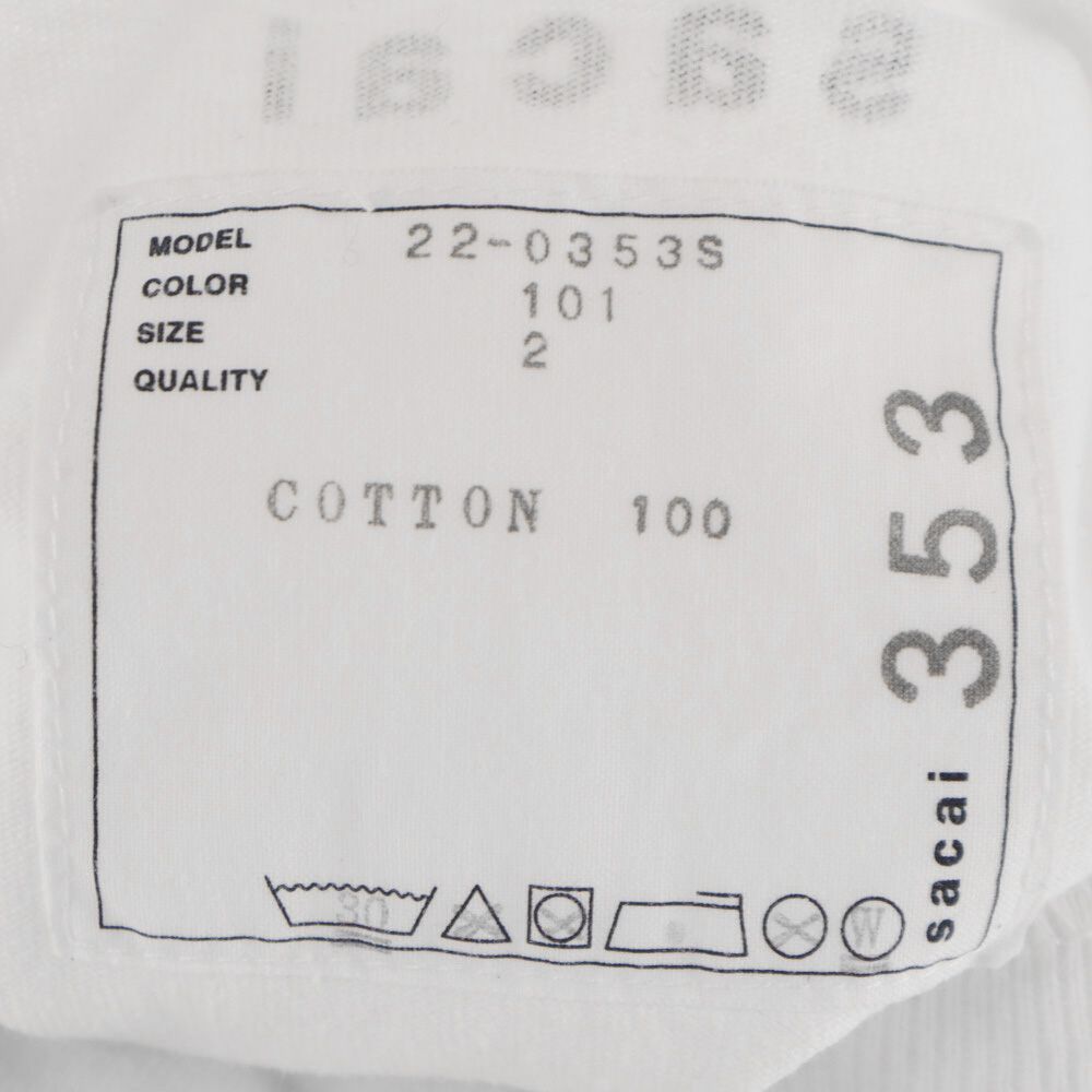 Sacai (サカイ) 22SS Sロゴプリント 半袖Tシャツ 22-0353S ホワイト