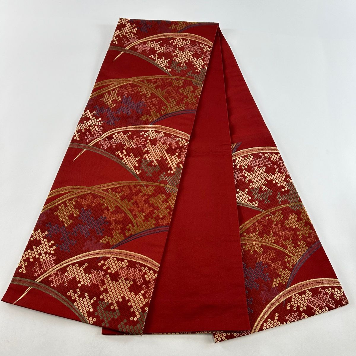 名古屋帯 九寸 美品 正絹 着物 名古屋仕立て 塩瀬 リバーシブル ＼20