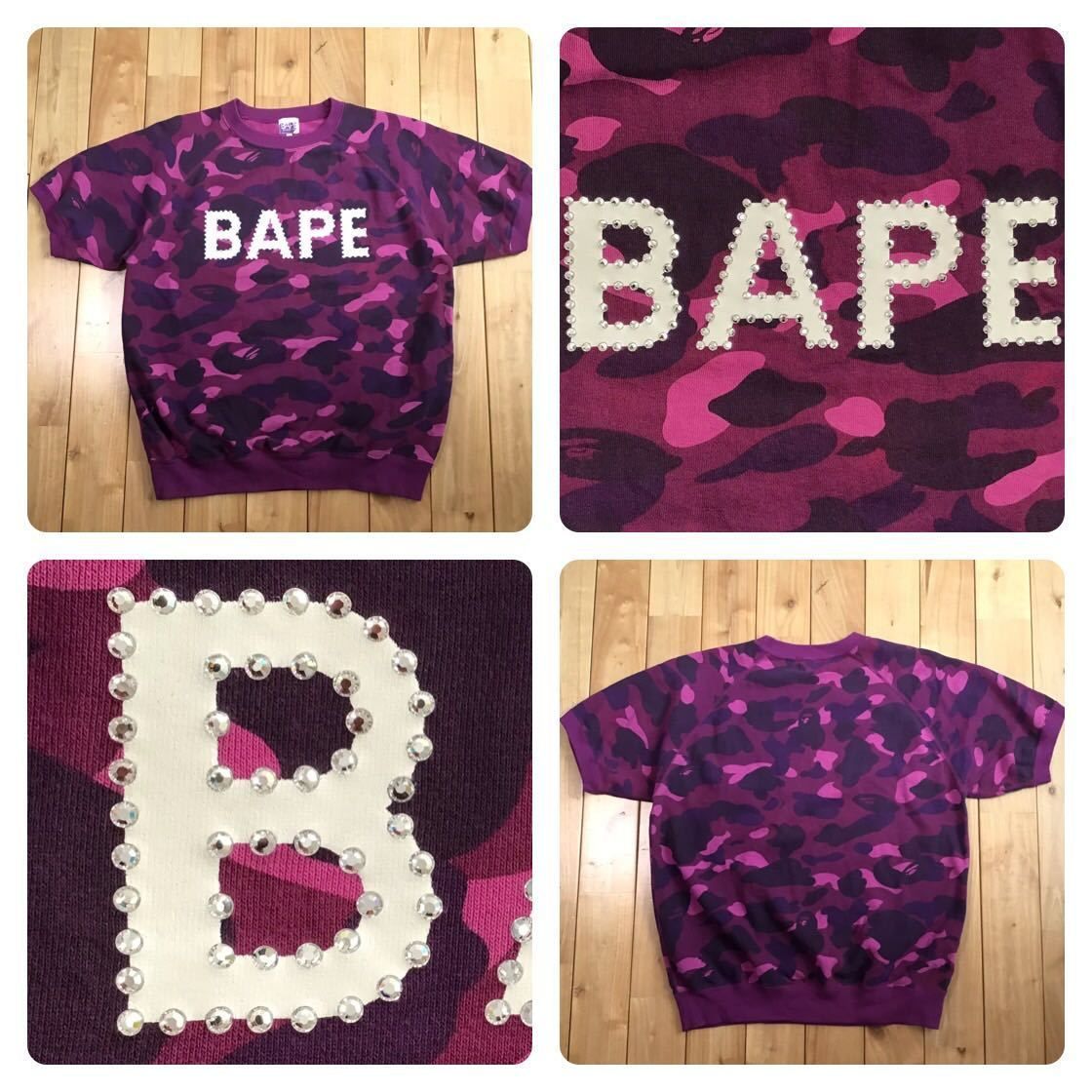 スワロフスキー BAPE LOGO 半袖 スウェット Sサイズ a bathing ape