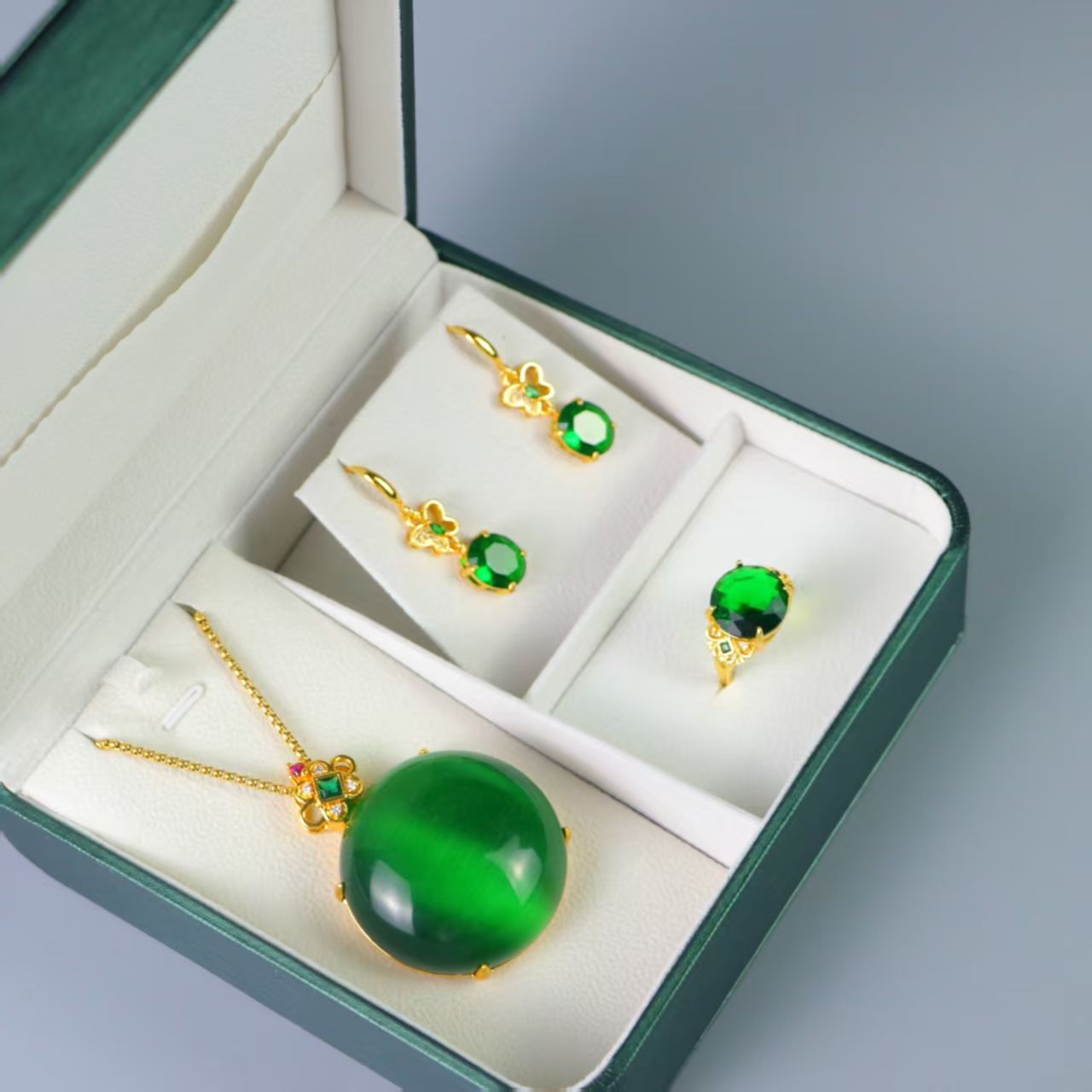 清代 宮廷御蔵 髙氷宝石 ペンダントリング イヤリング 時代物 旧家蔵岀し 唐物 中国古 R092613