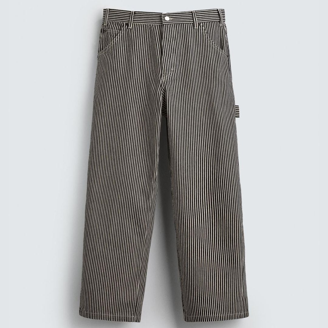 ZARA ストライプ柄リラックスフィットパンツ メンズ - メルカリ