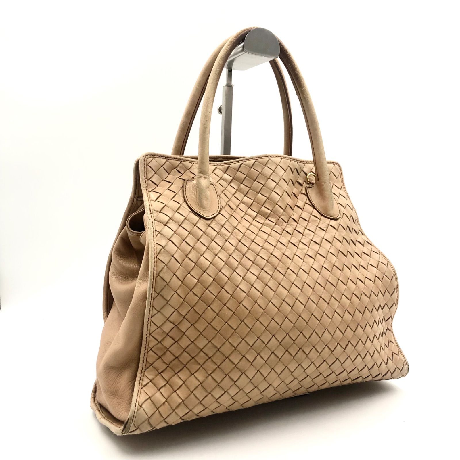 ボッテガヴェネタ カンパーナ イントレチャート バッグ 茶 レザー イタリア製 ボッテガヴェネタ カンパーナ イントレチャート バッグ 茶 レザー