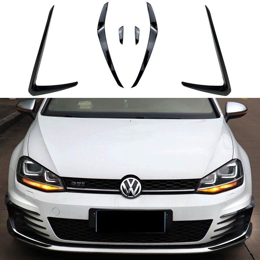 フォルクスワーゲン ゴルフ7 MK7 GTI 2013〜2016年式対応 フロントバンパー 風刀 ガーニッシュ グリルトリム 6P ピアノブラック