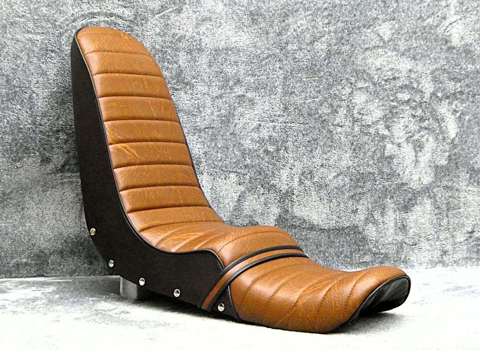 GS400 鋲打ち 茶ツートン40cm 三段シート 補強入 ブラウン3段シート あんこ抜きGS400E鉄板 段シート タックロールシート へっぽこ社長 外装