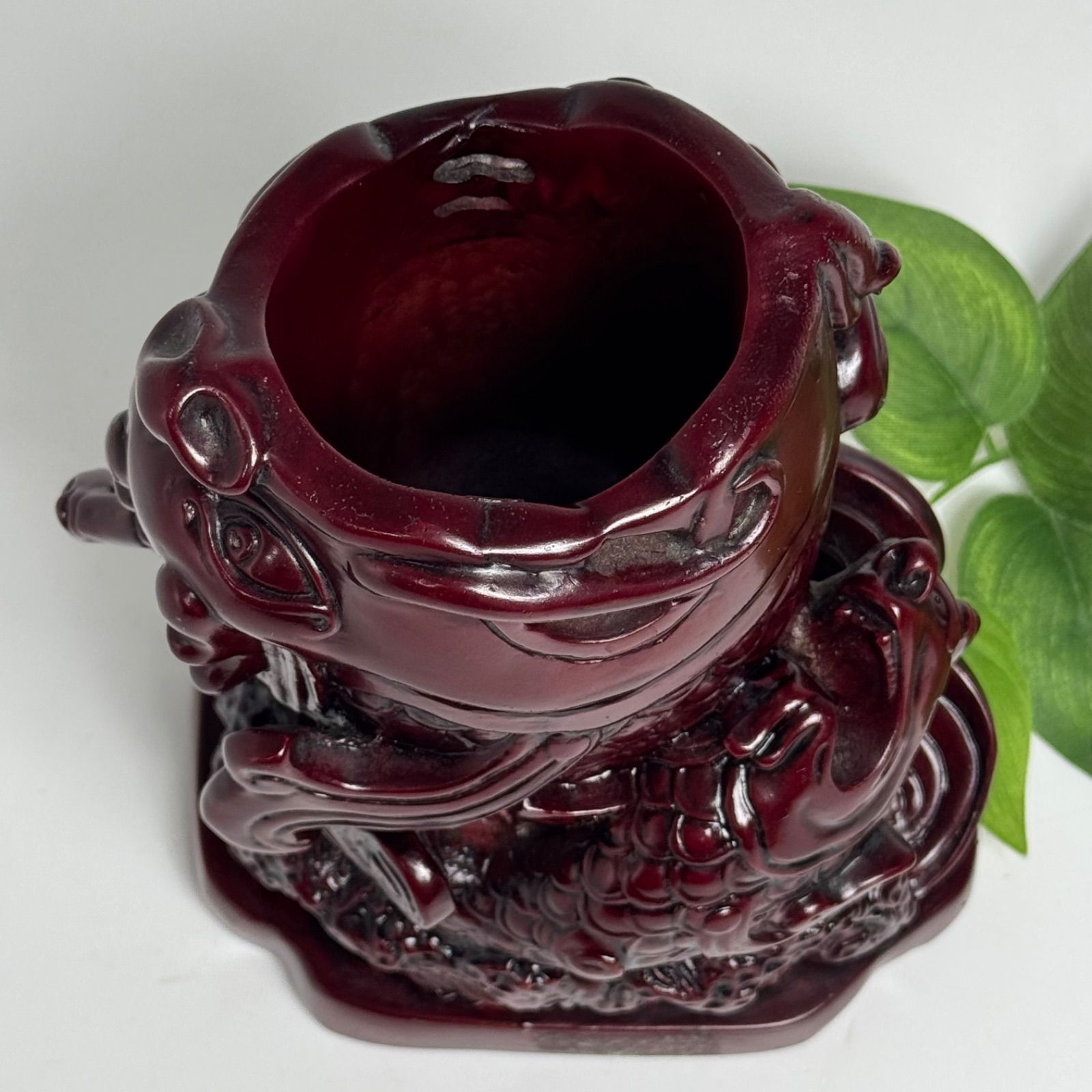 台湾工芸品 石彫刻 龍と鯉 置物 風水 縁起物 金運 開運 仕事運 出世運