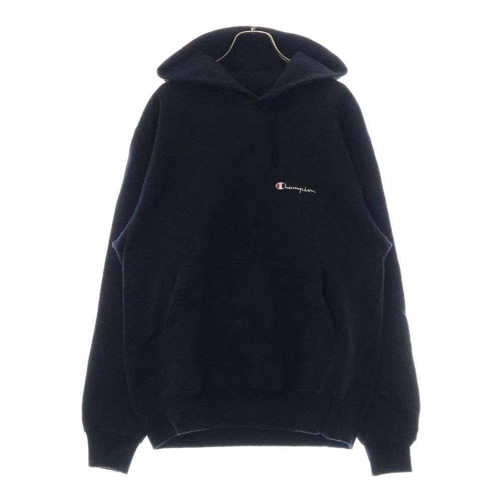 CHAMPION (チャンピオン) 90S スクリプトロゴ刺繍 プルオーバーパーカー ブラック