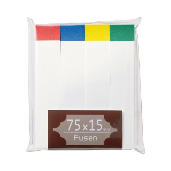 まとめ TANOSEE ふせん 75×15mm ホワイト 4色帯入 1パック 4冊 ×30セット