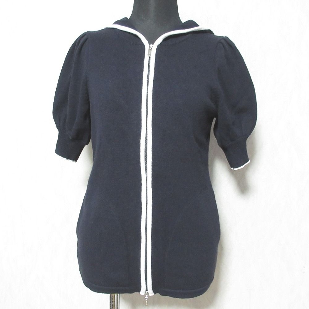 美品 FOXEY フォクシー ソレイユ ニットパーカー パフスリーブ