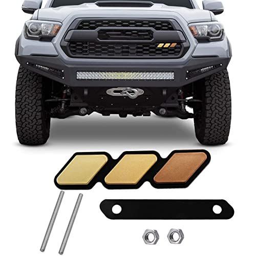 ゴールド JINGSEN 3色グリルバッジロゴ装飾アクセサリー 車 トラック ラベル Tacoma 4Runner タンドラ Rav4 ハイランダーのT-G3Y 3色バッジロゴバーベキューグリル(ゴールデン)