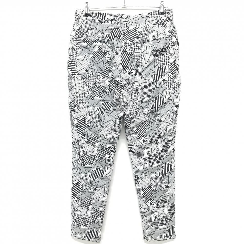 ピン 中綿パンツ 白×黒 総柄 星 キルティング メンズ M ゴルフウェア PING