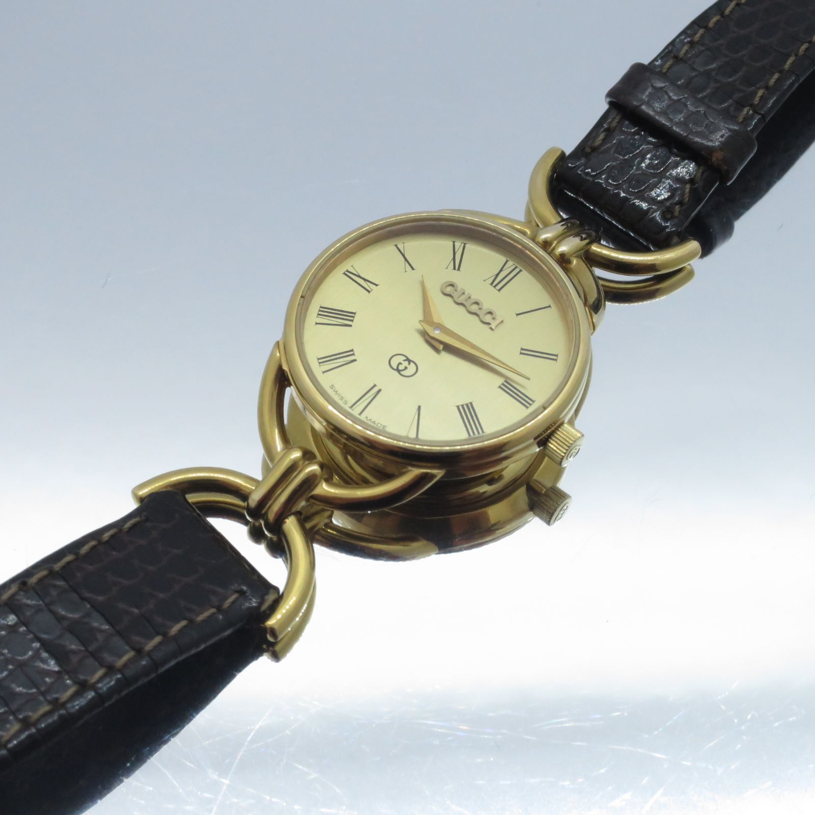 【新品電池】 GUCCI 6000 ゴールド レディース 腕時計 新品ベルト GUCCI グッチ レディース 腕時計 シェリーライン クオーツ