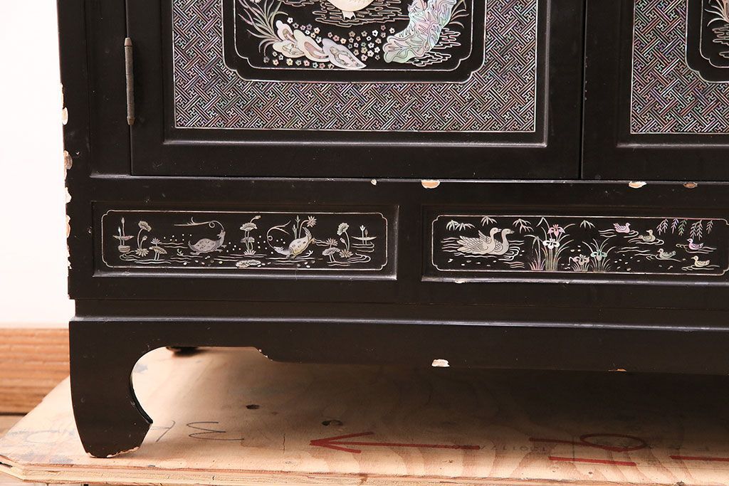 事前問合せ必須 飾り棚 中古 高級品 螺鈿 華やか 韓国製 収納棚 リペア