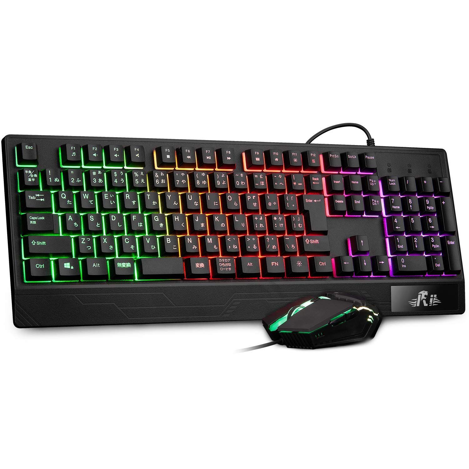 【在庫処分】ゲーミング キーボード マウス セット USB有線 RGBバックライト Rii 109キー日本語配列 リストレスト「無変換」/「変換」キー付き 4階段ゲーミングマウス 19キー防衝突 防水 Windows/V