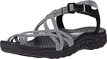 Skechers Women s Toe Thong Sandal Sport Black|White 8 B M