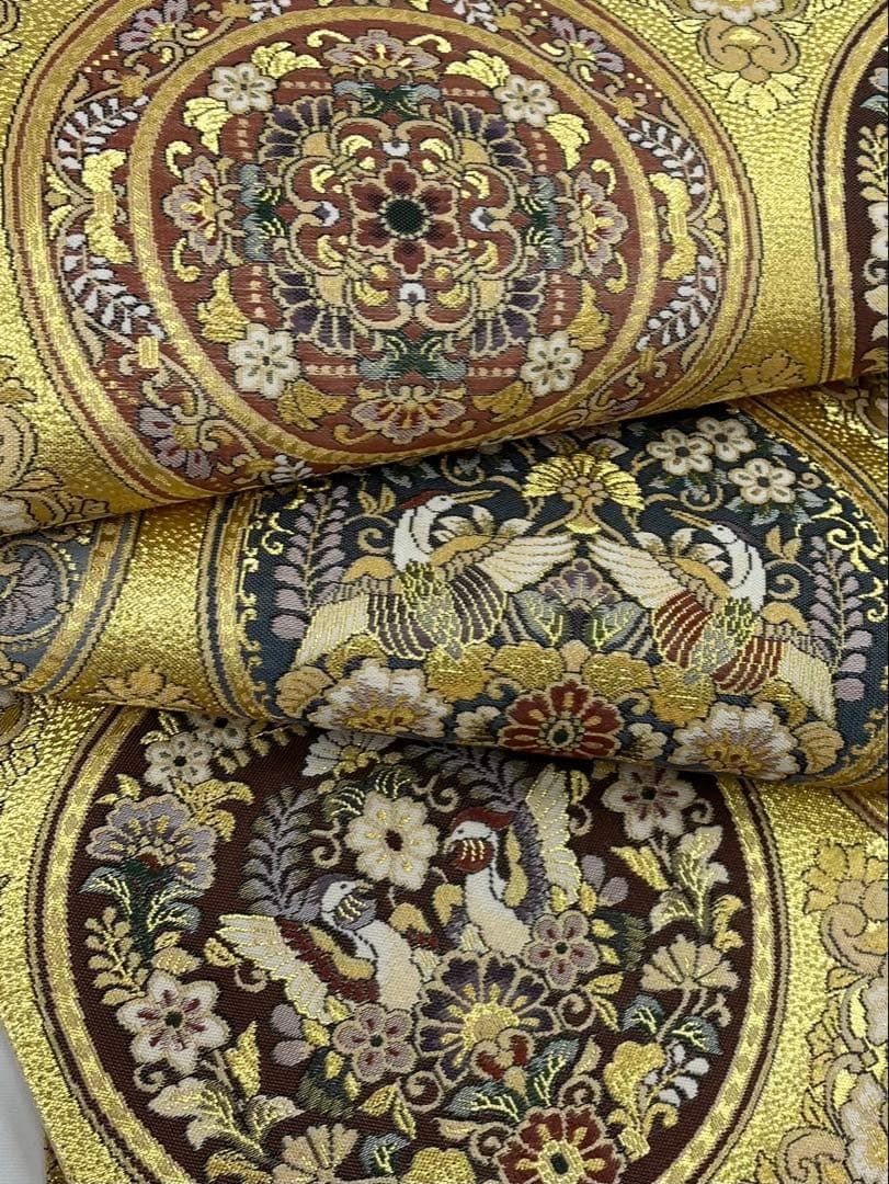 袋帯 欧風花鳥精華文 未使用品 華紋 鳳凰 鶴 鳥 金糸 正絹 六通 - メルカリ