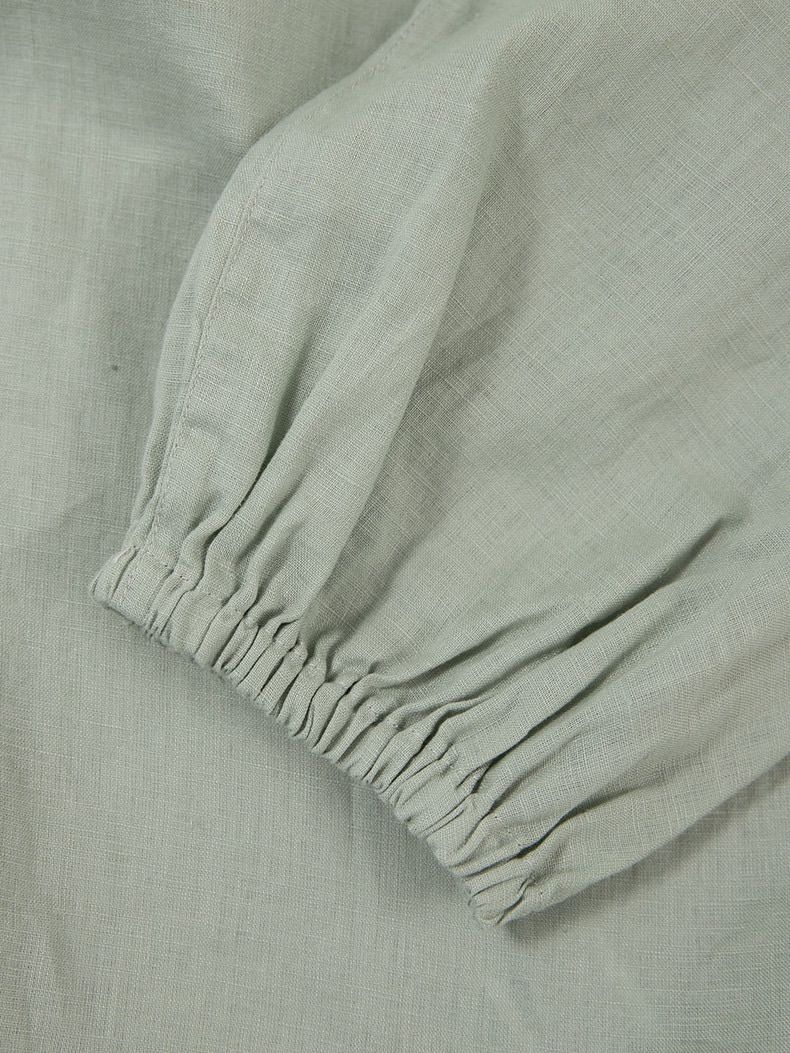 ハンドメイド　リネン100%　ブラウス ハンドメイド100%リネン・ブラウス・七分袖・夏服・涼しい