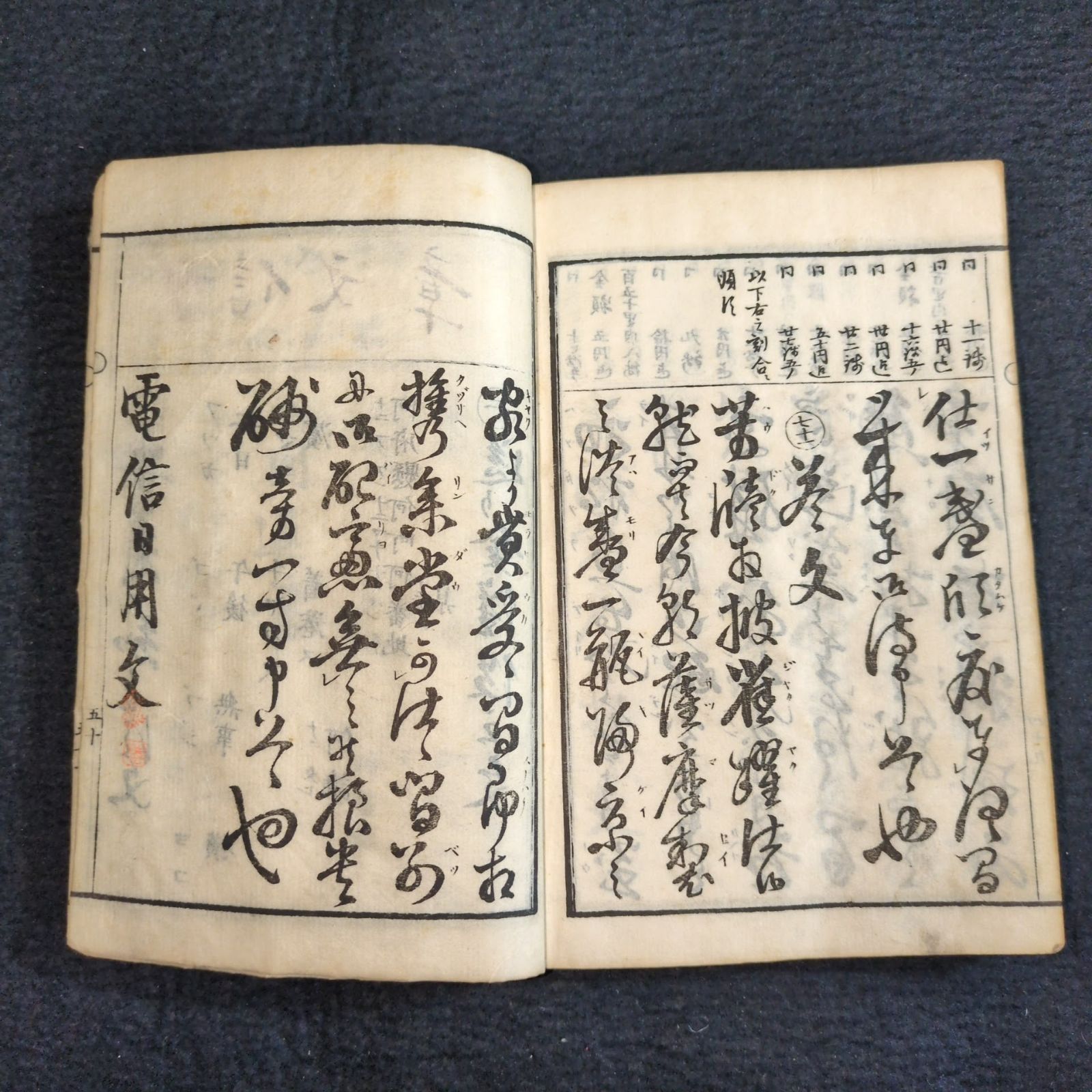 消息 手紙文◇日用必携 漢語用文自在◇文章 手本 書道 一閑張り 明治