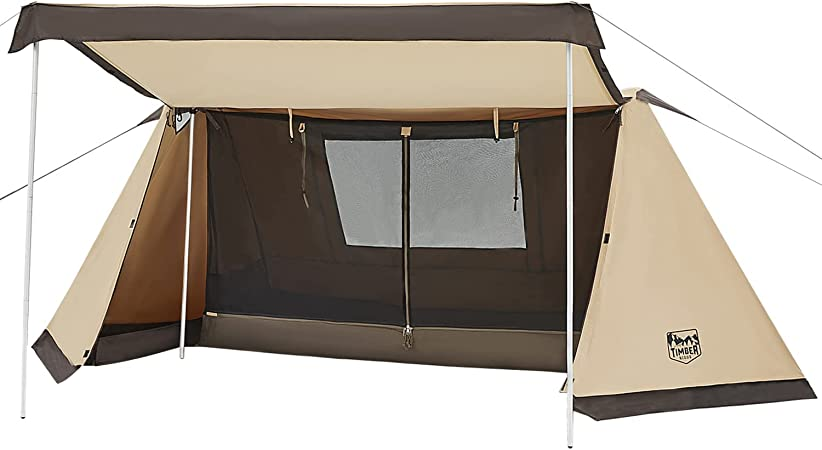 1人 ベージュ TIMBER RIDGE パップテント 1人用 軍幕テント アルミポール 軽量 コンパクト 簡単設営 UVカット加工 耐水圧 焚火  難燃 撥水 防カビ加工 遮光 遮熱 通気 ソロキャンプ 4シーズン適用 ソロ テント アウトドア