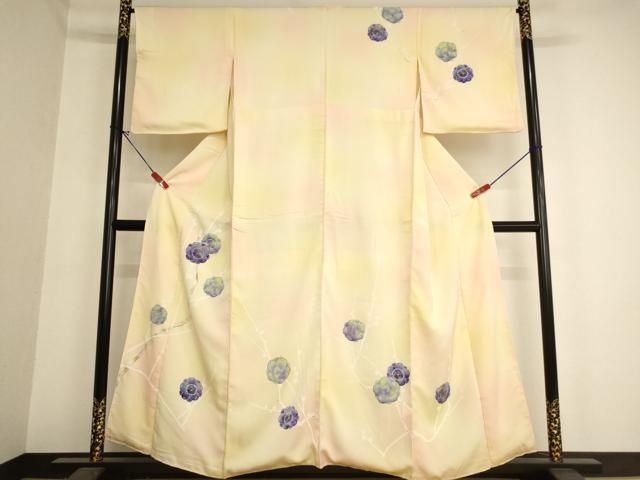 平和屋着物○訪問着 刺繍 流水葡萄蔦の葉文 暈し染め