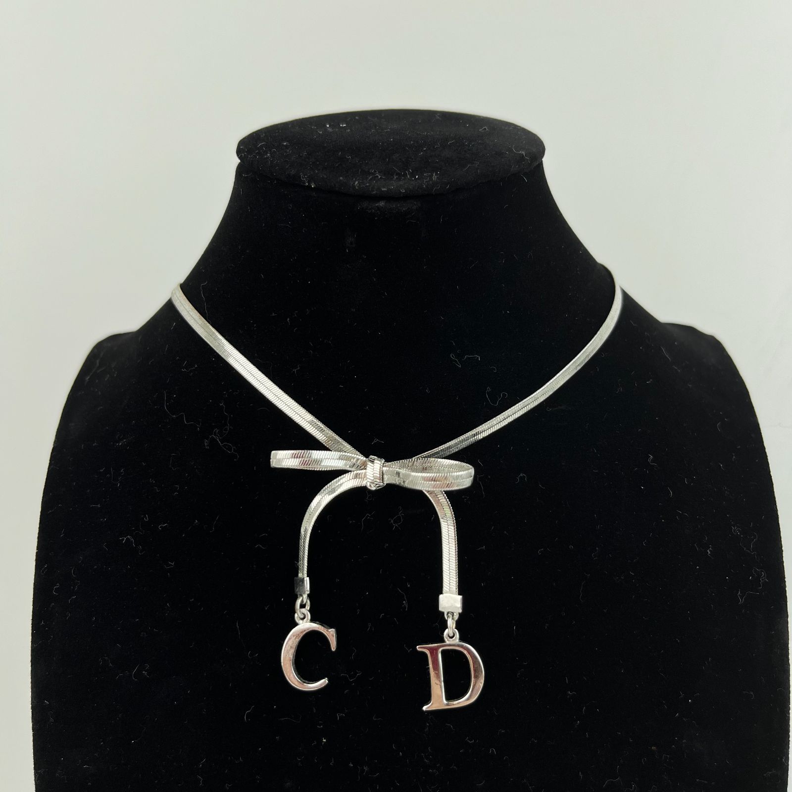 Christian Dior クリスチャンディオール アクセサリー ネックレス CDロゴ シルバー金具 ヴィンテージ レディース HIBUOCHI VINTAGE