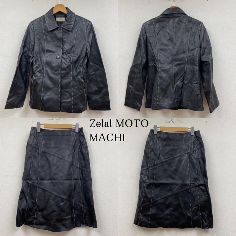 古着 セットアップ Zelal MOTOMACHI 羊革 ラムレザー セットップ ジャケット ミディ丈 スカート ステッチ ジャケット11AR スカート9AR