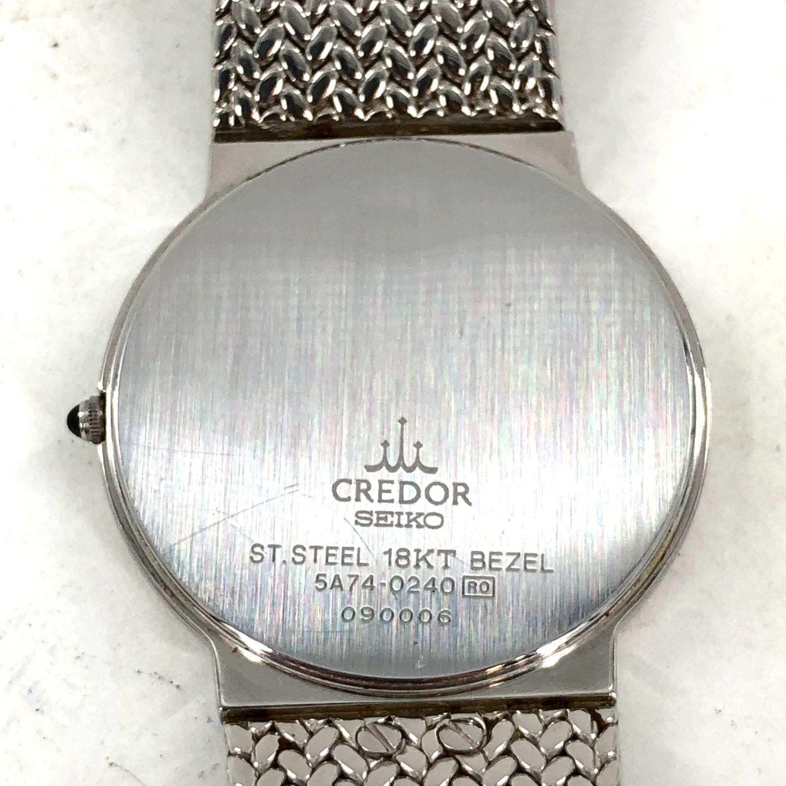 SEIKO セイコー クレドール 5A74-0240 18KTベゼル QZ/SS ホワイト文字