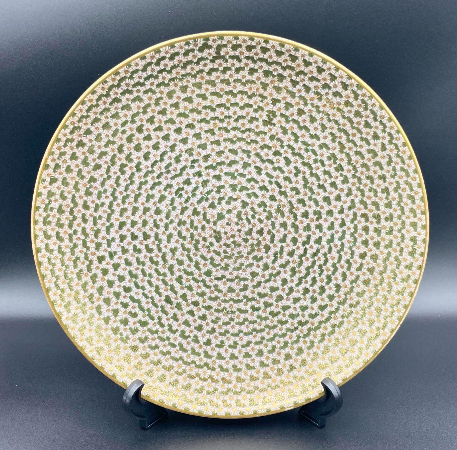 希少】明治期 九谷焼 大皿 31.5cm 里帰りアンティーク 手描き 千花文