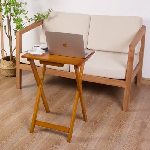 新着商品 天然竹 ベッドサイドテーブル 組立不要 折りたたみサイドテーブル 幅49×奥行き40×高さ67cm VaLaVie ブラウン MARWIL-DEMENAGEMENTS_CH