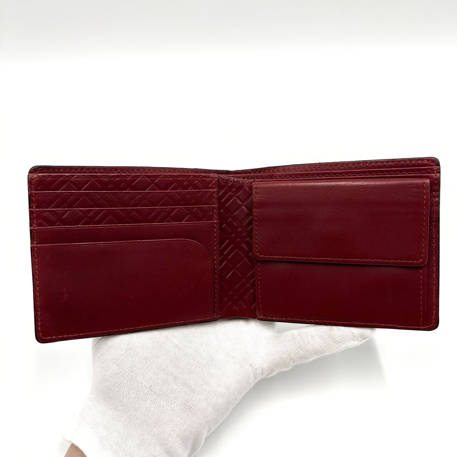 未使用保管品 バーバリーズ ノバチェック レザー キャンバス 二つ折り