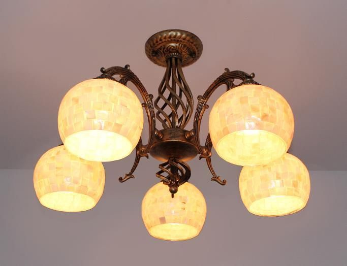 b18. フランス アンティーク ブロンズシェード ミニシャンデリア