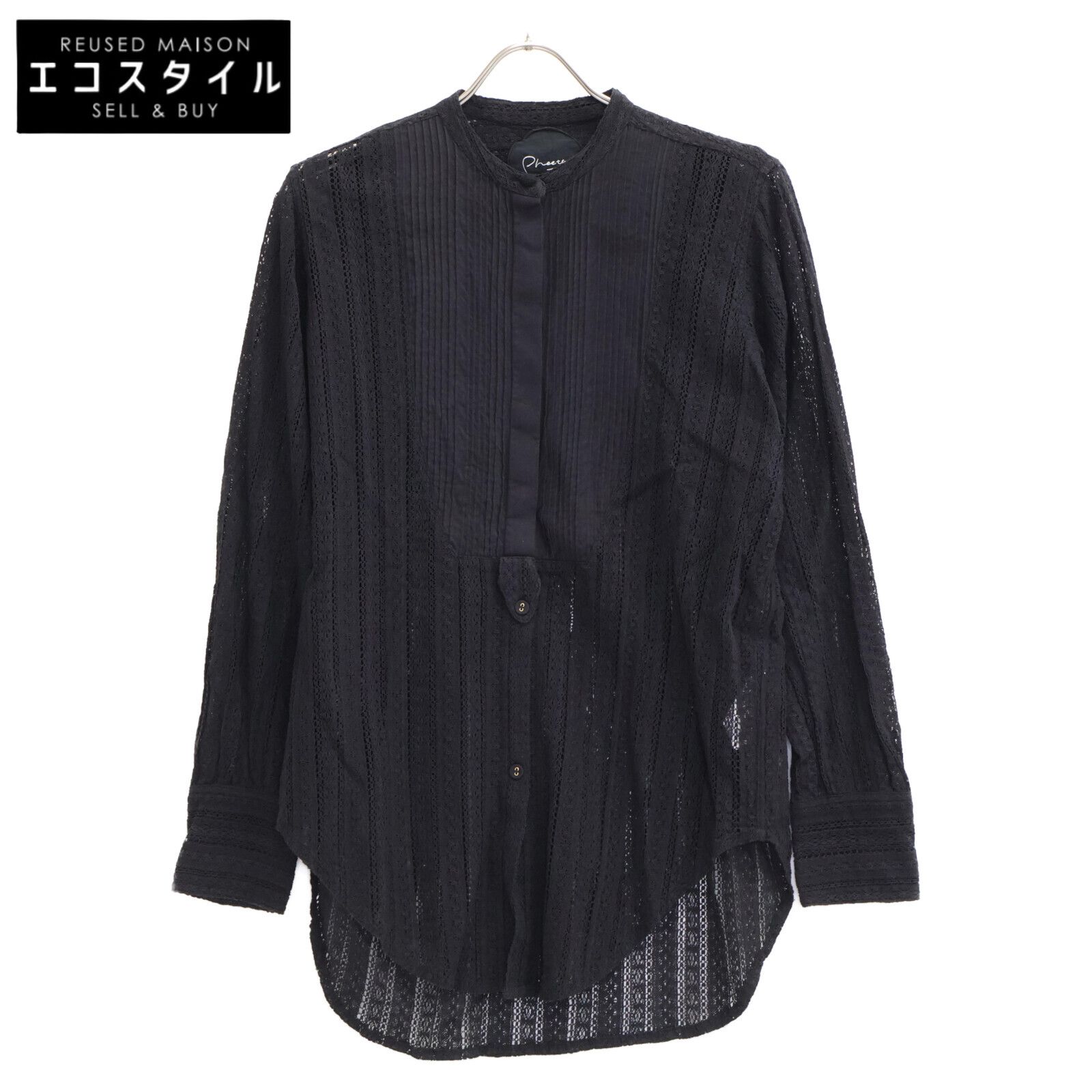 Pheeta フィータ 23SS ﾌﾞﾗｯｸ 8911-699-0055 ﾉｰｶﾗｰﾚｰｽｼｬﾂ 表記なし