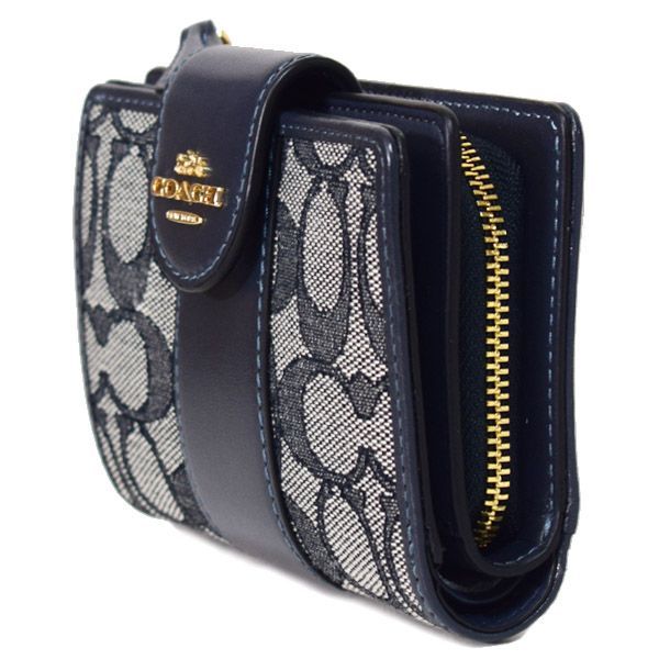 コーチ 財布 COACH ジャガード レザー シグネチャー ミディアム
