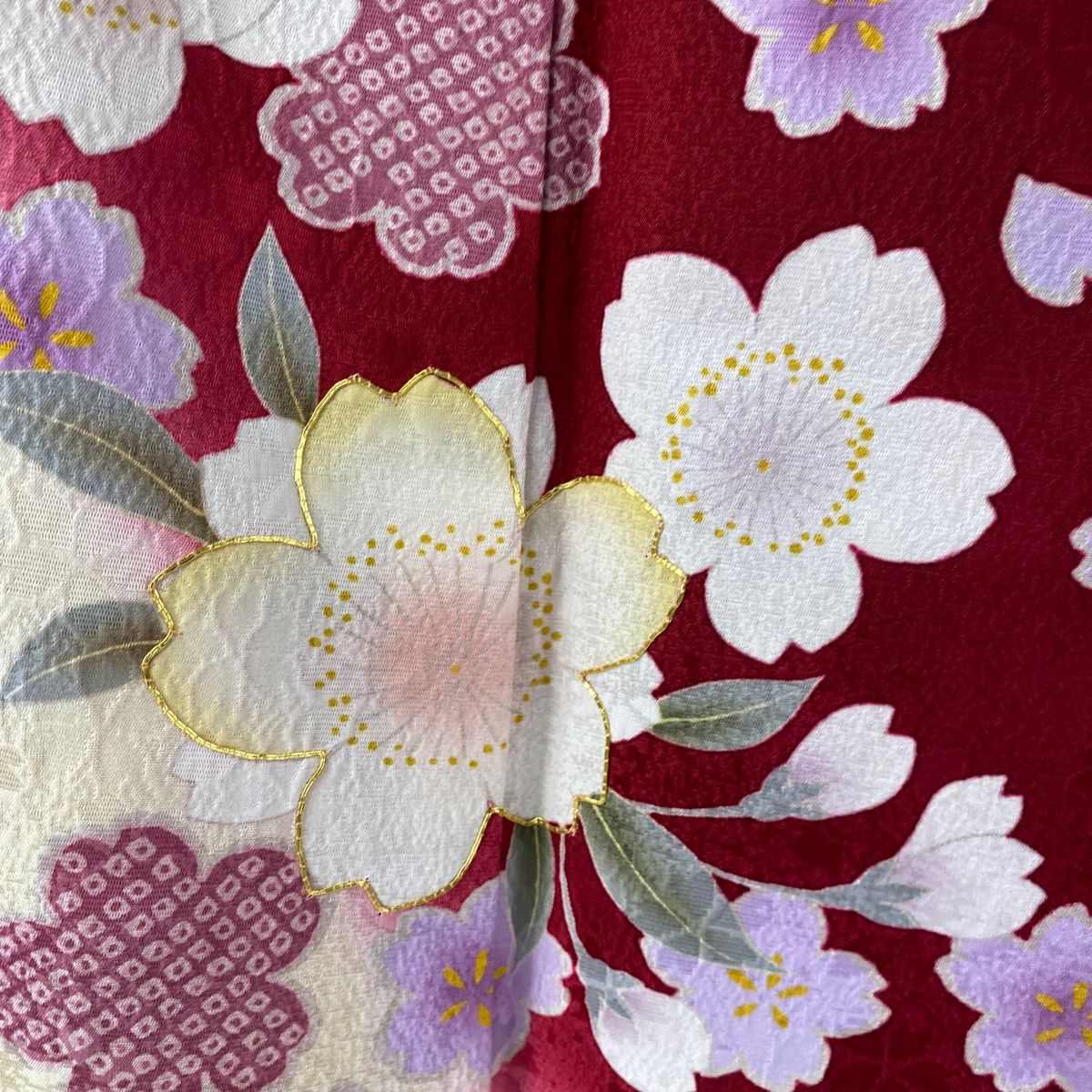 振袖 身丈169.5cm 裄丈70.5cm L 袷 袋帯フルセット 桜 桜の花びら 金糸  
