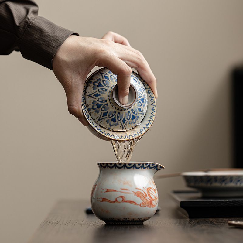【正規品直輸入】 元宝 敦煌 陶器 茶具 蓋碗 泡 功夫茶 開片 汝窯 宋 三才 家庭用 その他