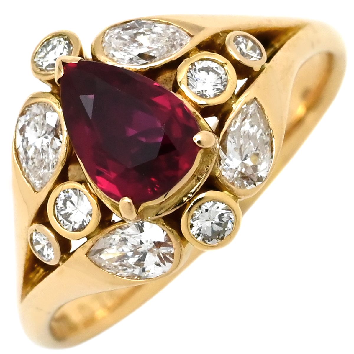 リング 指輪 ルビー ダイヤ リング K18YG ルビー ダイヤモンド イエローゴールド Au750 18K 18金 レッド 赤 12号