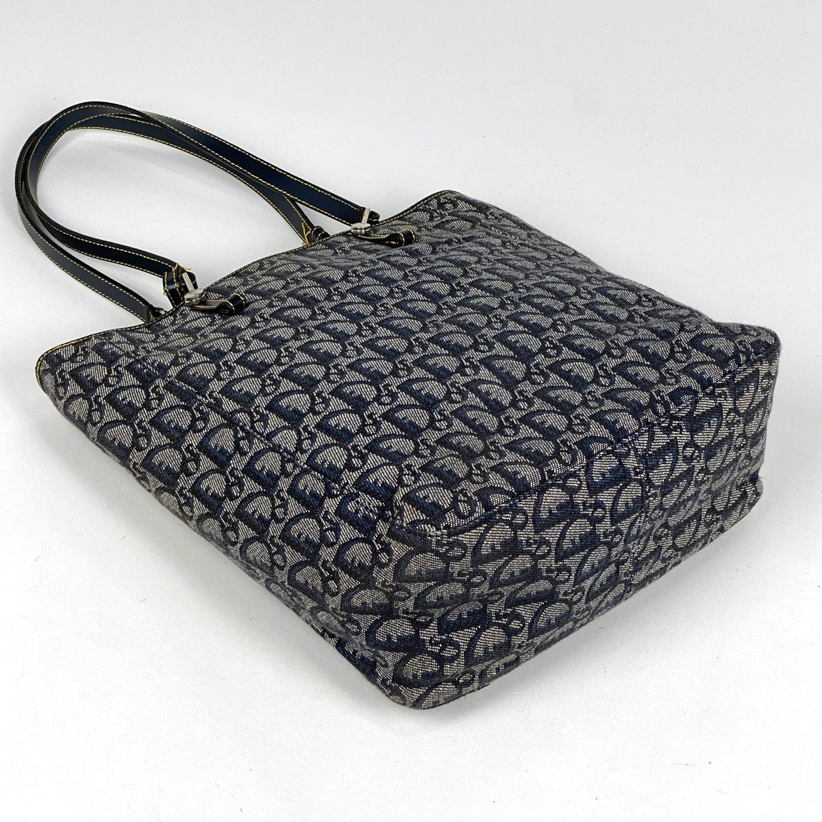 クリスチャンディオール Christian Dior トロッター柄 トートバッグ ハンドバッグ 肩掛け トートバッグ キャンバス ネイビー レディース