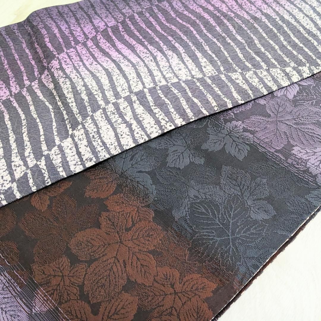 綾袋帯【新品・仕立て上がり】正絹 袋帯 カジュアル 染帯 紫 