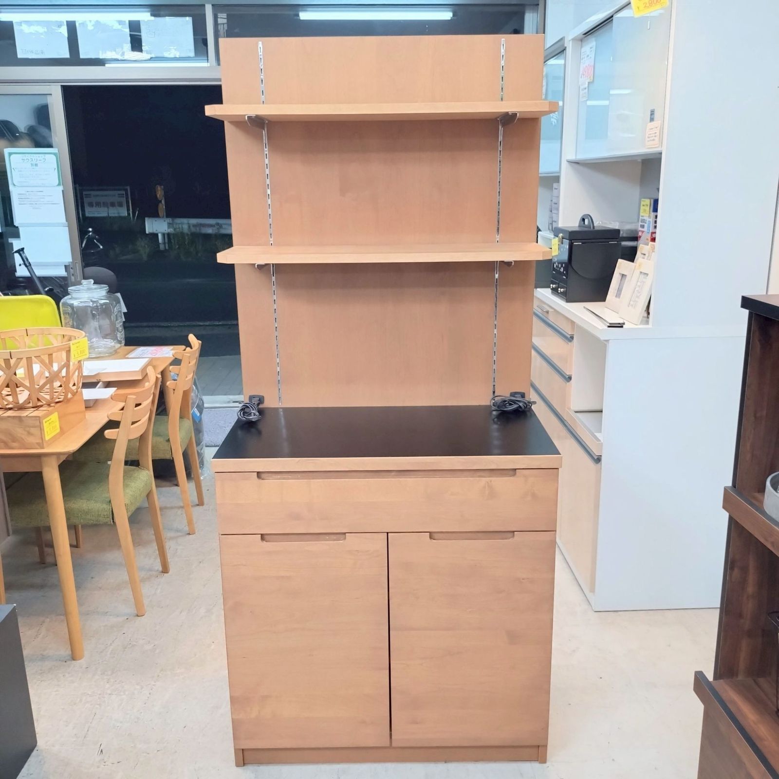 関東一円送料無料 unico ウニコ キッチンボード 食器棚 ワイス WYTHE ブラウン 茶系 幅800×奥行450×高さ1796mm ワークトップ高さ850mm|C9393