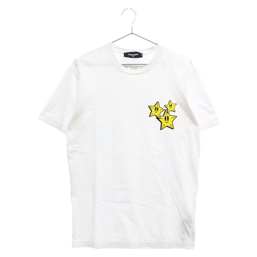 DSQUARED2 ディースクエアード 23AW T-SHIRT WITH APPLICATION スタープリントクルーネック半袖Tシャツ ホワイト S74GD1163 S23009900