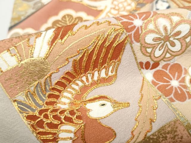 平和屋着物▽訪問着 駒刺繍 鳳凰几帳花文 暈し染め 金彩 正絹