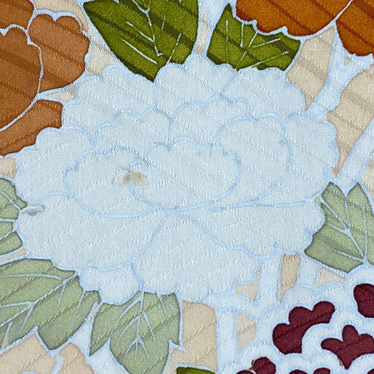 小紋 身丈155cm 裄丈62.5cm S 袷 草花 流水 刺繍 青緑 正絹 美品 逸品  