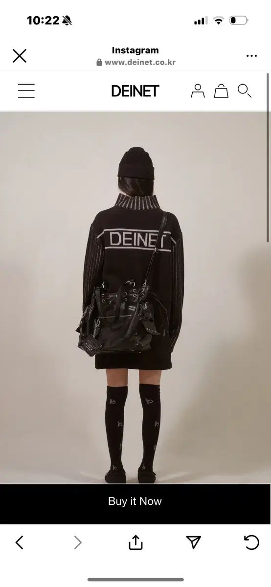 ディニット メリノウール ニットハーフジップアップ 黒