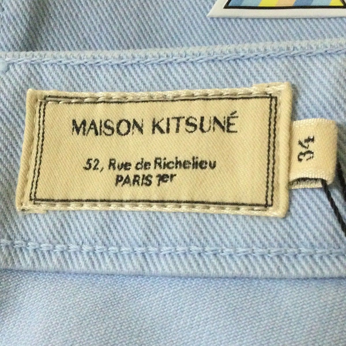 MAISON KITSUNE メゾンキツネ パンツ サイズ34 S レディース - ライトブルー フルレングス 切りっぱなし加工 DECORATOM_COM_BR