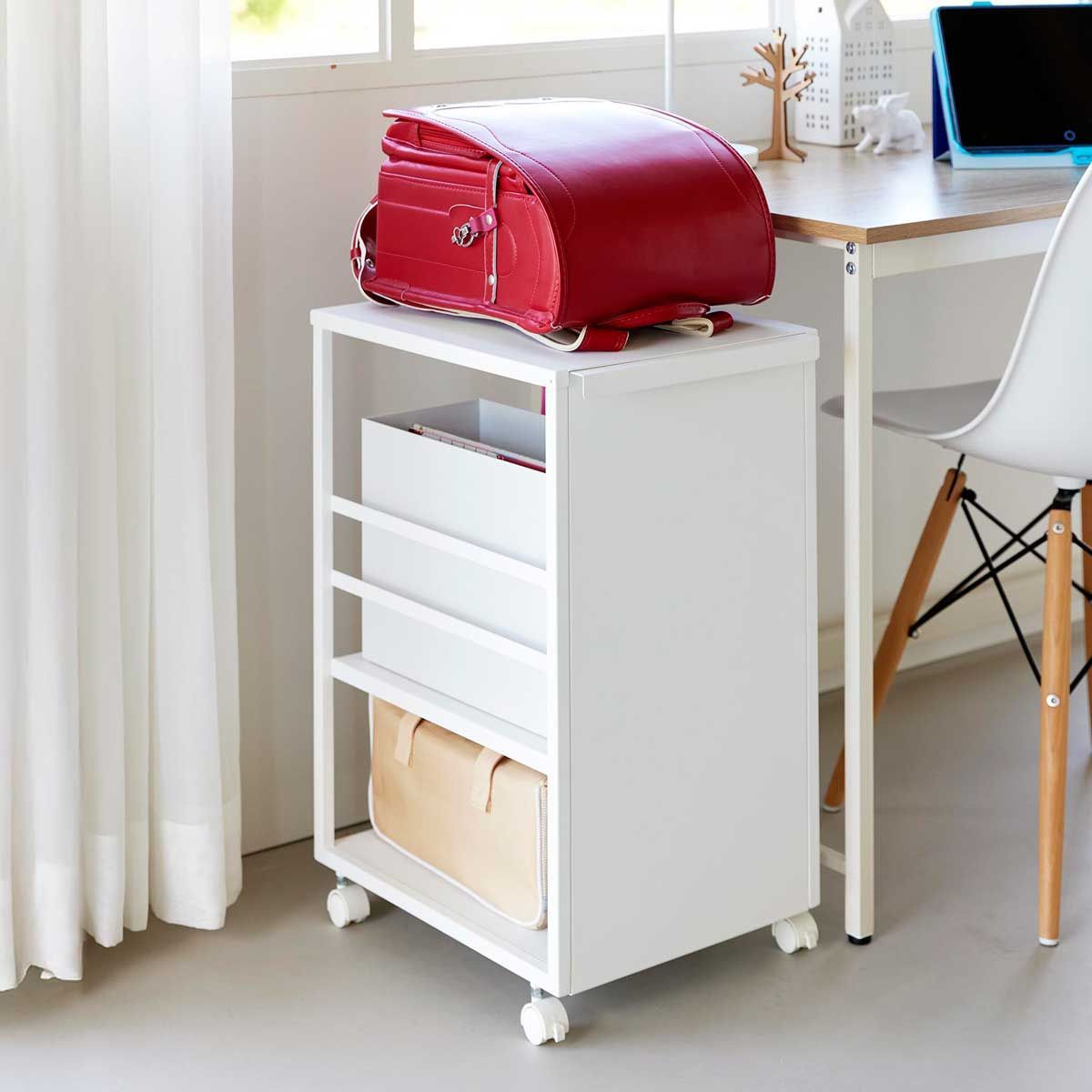 キャスター付きワゴン 山崎実業 tower タワー 目隠しワゴン スリム 天板付き 8470 ホワイト SPORTUS 沖縄発送不可