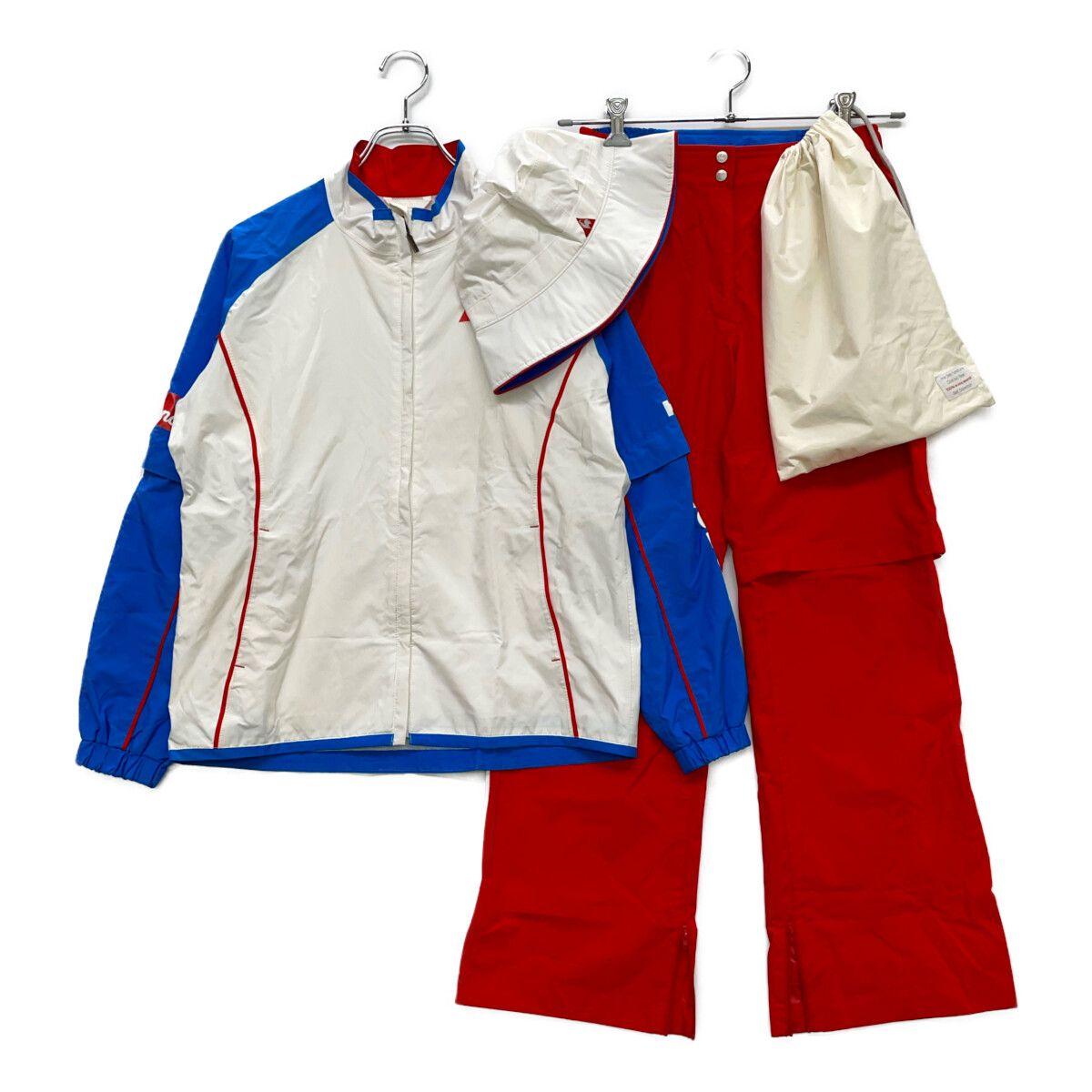 le coq sportif - coco 中古 ルコックスポルティフ le coq sportif レディース レインウエア M  白×赤×青 トリコロール 2WAY 上下 ハット＆収納袋付き 中古 レディース ルコックスポルティフ le coq sportif レイン