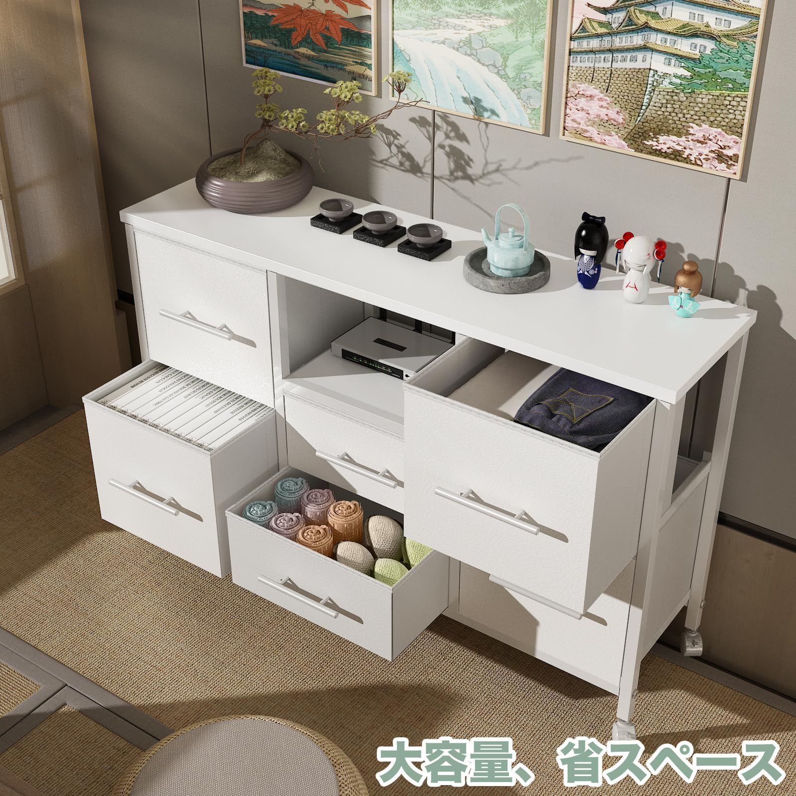 収納チェスト タンス 4段 多機能 大容量 簡単組立 EdoErgo] タンス