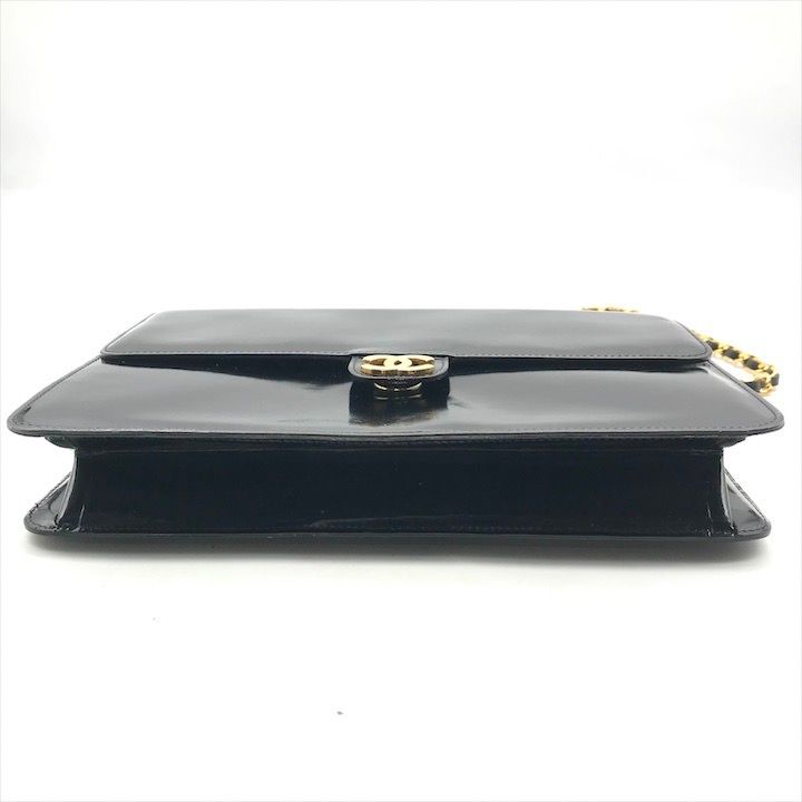 良品 CHANEL シャネル ココマーク プッシュロック パテント チェーン ショルダー バッグ ブラック a3267 良品 CHANEL シャネル ココマーク プッシュロック パテント チェーン