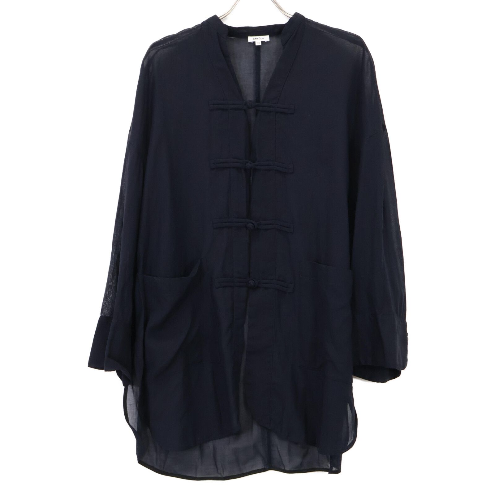 ENFOLD エンフォルド 300DA330-0930 ﾈｲﾋﾞｰ ｺｯﾄﾝ ﾋﾞｯｸﾞｼﾙｴｯﾄｼｱｰﾁｬｲﾅｼｬﾂ  