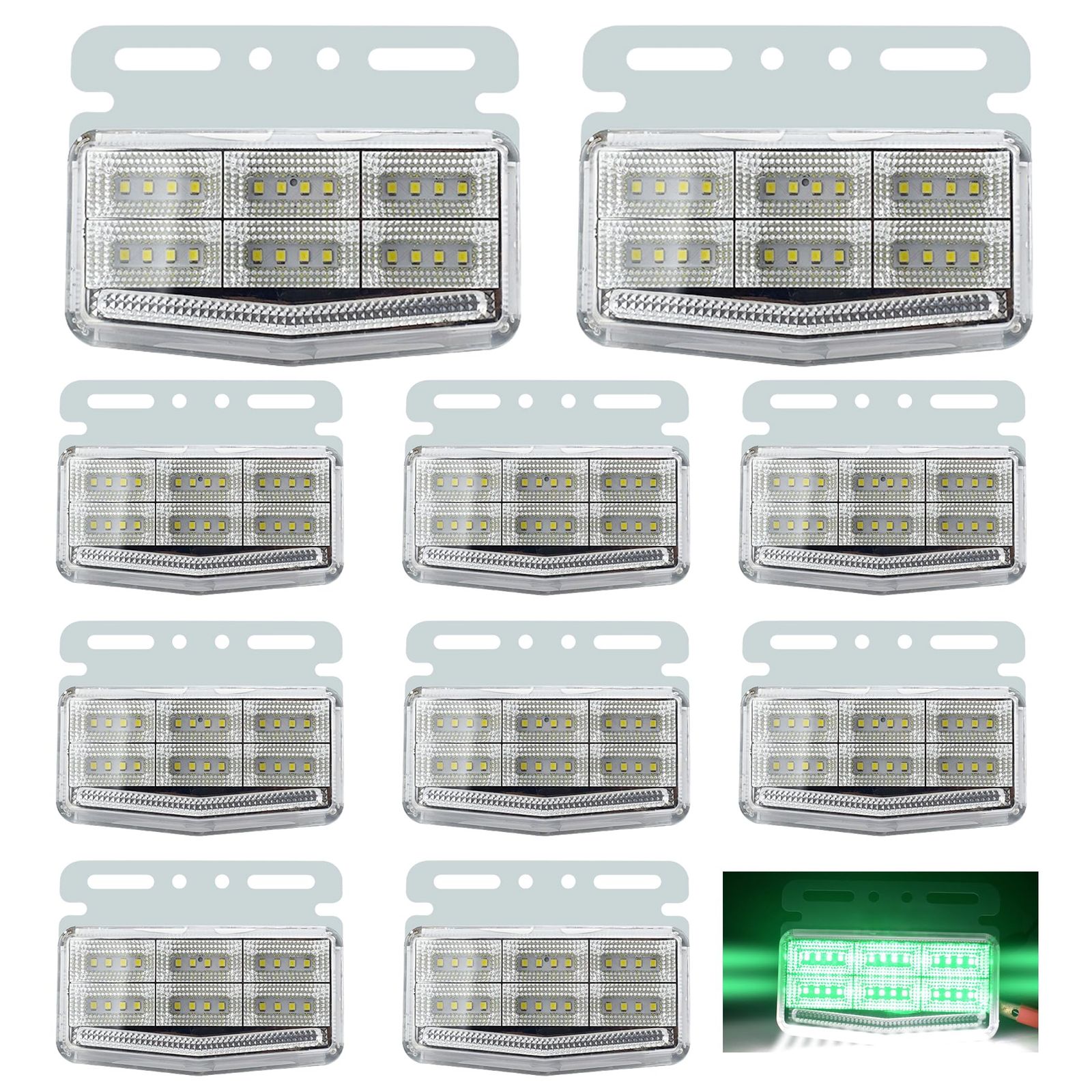 人気セール，HOT 高輝度LED トラック サイド マーカー 24V 10個セット 防水 防塵 42基搭載 ４面発光 ランプ ドレスアップ カスタム (グリーン) [グリーン] ライト